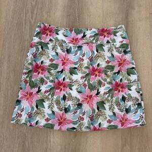 B Skinz Skort Women's Tennis Golf White Floral Lined Stash Pocket Size M (5)